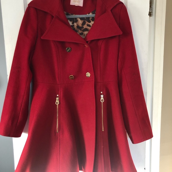 Women’s Red Wool Blend Coat by Laundry by Shelli Segal (Size Large) - Picture 2 of 7